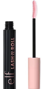 e.l.f. mascara with black tube and pink wand on a white background.