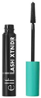 A tube of E.L.F. Lash XTNDR Mascara in Soft Black with the brush extending out of the container highlighting its design for enhancing lash length and volume.