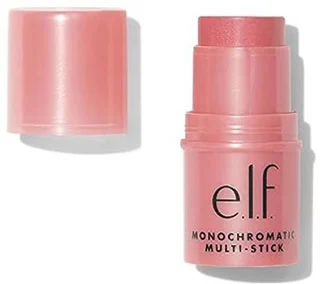 Pink e.l.f. Monochromatic Multi Stick Blush with cap removed showcasing its creamy texture.