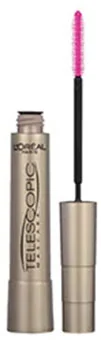  L'Oréal Paris Telescopic mascara with brush applicator extended from the silver tube.