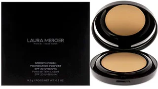 Laura Mercier Smooth Finish Foundation Powder with packaging and open compact showing product.