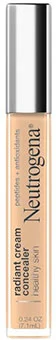 A tube of Neutrogena Healthy Skin Radiant Brightening Cream Concealer featuring a clear applicator tip and a beige shade for brightening and skin correction.