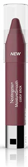 Neutrogena MoistureSmooth Color Stick in berry shade with cap, showcasing its sleek design.