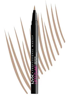 NYX Professional Makeup Eyebrow Pencil with color swatches on white background.