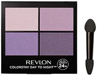 Revlon Colorstay Eyeshadow Palette featuring four shades of purple arranged in a compact case with an applicator.